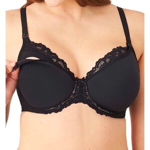 Wacoal Maternity nursing Black Lace Trim Bra T-shirt molded cups underwire